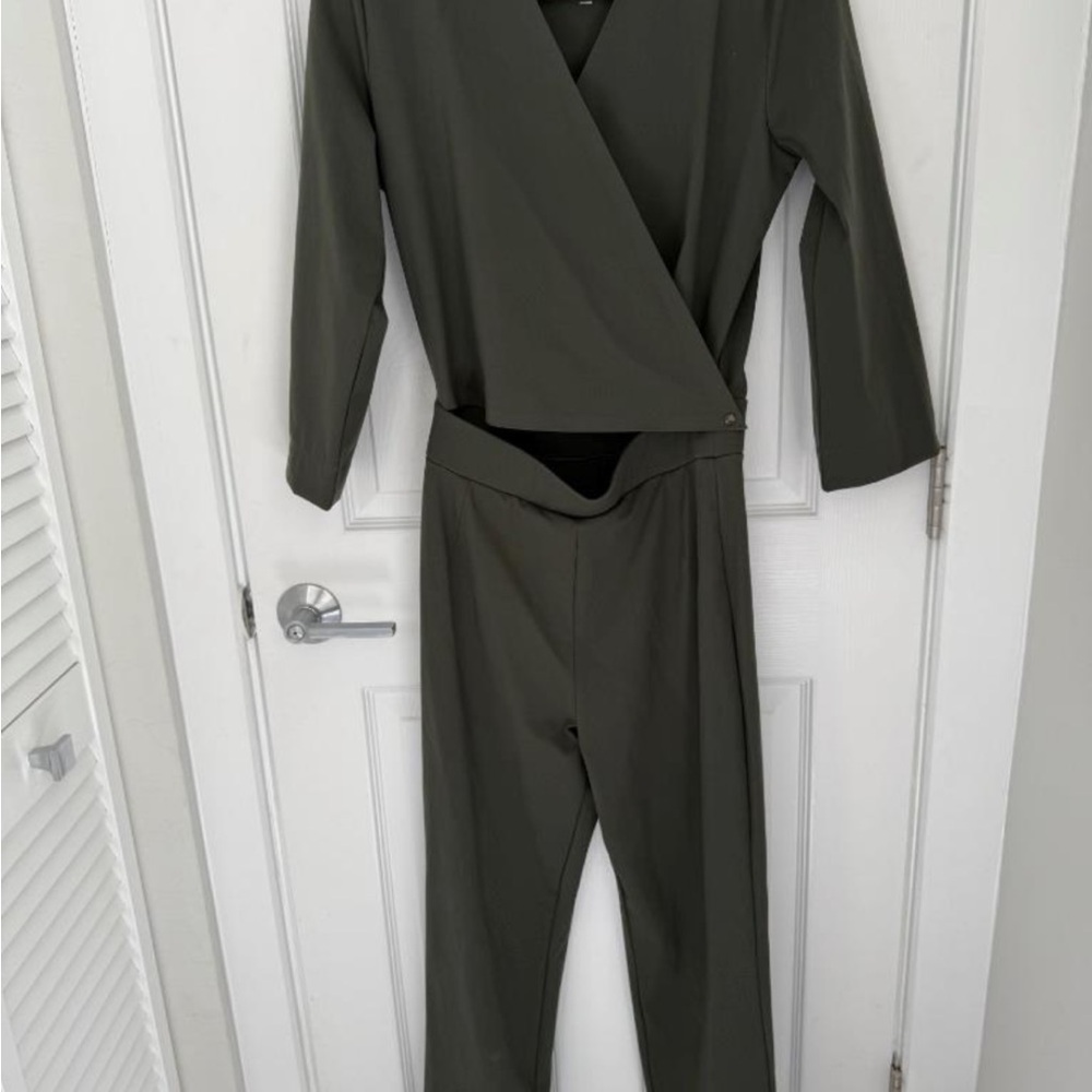 ADAY Olive Green Women's Wrap Jumpsuit Size M